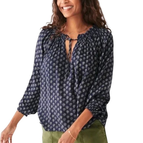 FAHERTY Emery Lotus Floral Print Blouse Top - Picture 2 of 11